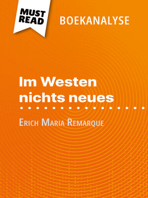 cover image of Im Westen nichts neues van Erich Maria Remarque (Boekanalyse)